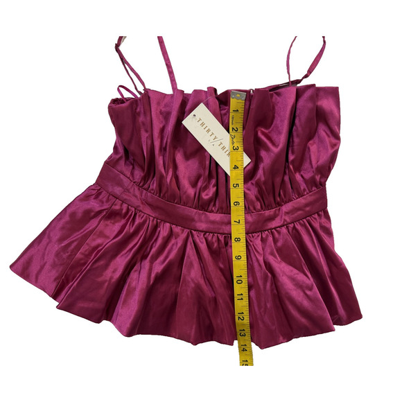 Thirty Thirty LA Peplum Top Womens Extra Small Satin Bustier Ruffle NWT XS - Picture 4 of 7